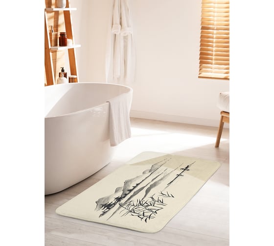 Коврик для ванной комнаты и туалета противоскользящий JOYARTY "Прогулка на лодке в Японии" 60х100 см bath_389517_60x100 1