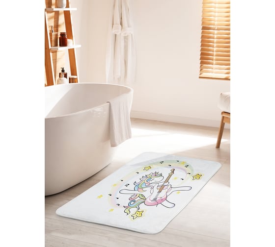 Коврик для ванной комнаты и туалета противоскользящий JOYARTY "Пони с гитарой" 60х100 см bath_108068_60x100 1