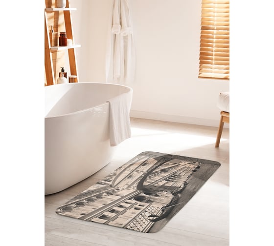 Коврик для ванной комнаты и туалета противоскользящий JOYARTY "Улочки Венеции" 60х100 см bath_378625_60x100 1