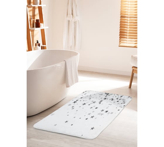 Коврик для ванной комнаты и туалета противоскользящий JOYARTY "Звезды моно" 60х100 см bath_60846_60x100 1