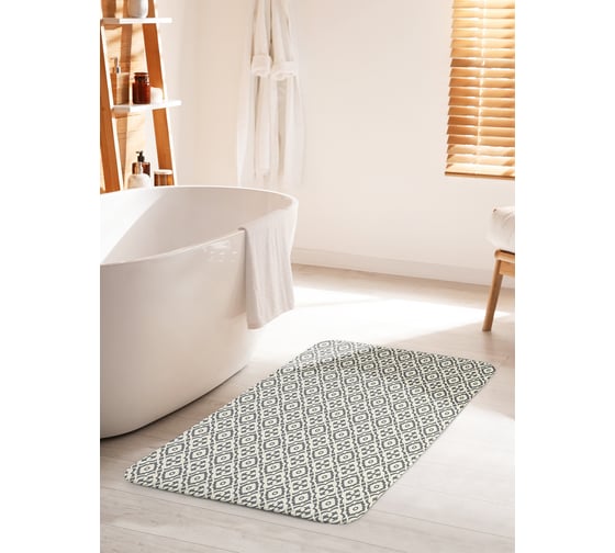 Коврик для ванной комнаты и туалета противоскользящий JOYARTY "Плиточный орнамент" 60х100 см bath_53620_60x100 1