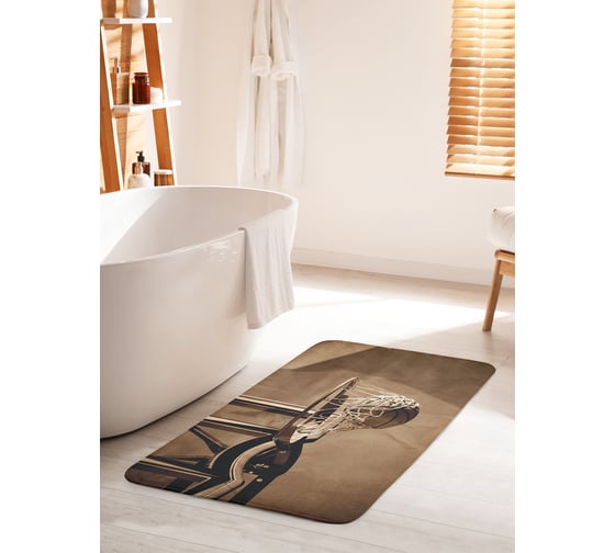 Коврик для ванной комнаты и туалета противоскользящий JOYARTY "Ретро баскетбол" 60х100 см bath_293255_60x100 1