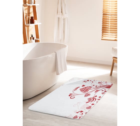 Коврик для ванной комнаты и туалета противоскользящий JOYARTY "Сердечные узоры" 60х100 см bath_52796_60x100 1