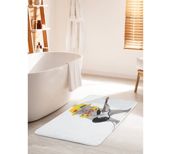 Коврик для ванной комнаты и туалета противоскользящий JOYARTY "Усатый гитарист" 60х100 см bath_37420_60x100 1