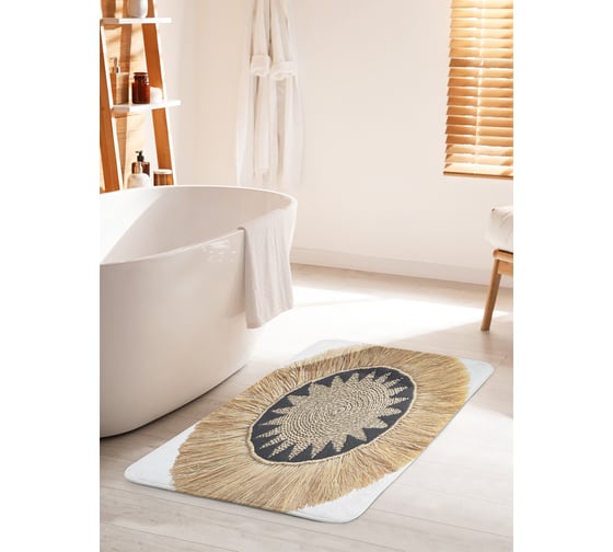 Коврик для ванной комнаты и туалета противоскользящий JoyArty "Соломенное покрывало" 60х100 см bath_413990_60x100 1