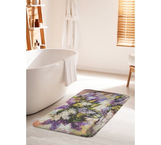 Коврик для ванной комнаты и туалета противоскользящий JOYARTY "Букет сирени" 60х100 см bath_62743_60x100 1