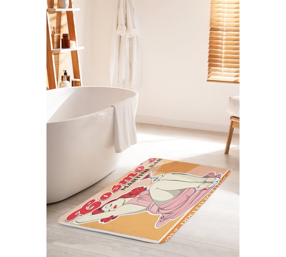 Коврик для ванной комнаты и туалета противоскользящий JOYARTY "Мартини бар" 60х100 см bath_66977_60x100 1