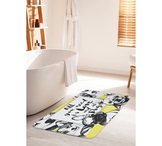 Коврик для ванной комнаты и туалета противоскользящий JOYARTY "Любовь и собака" 60х100 см bath_84481_60x100 1