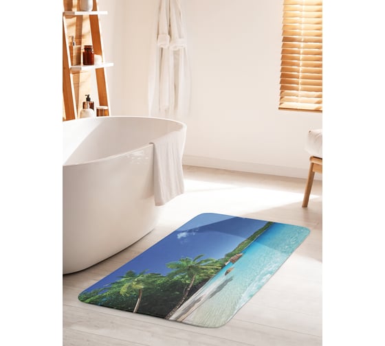 Коврик для ванной комнаты и туалета противоскользящий JOYARTY "Дикий морской остров" 60х100 см bath_10059_60x100 1