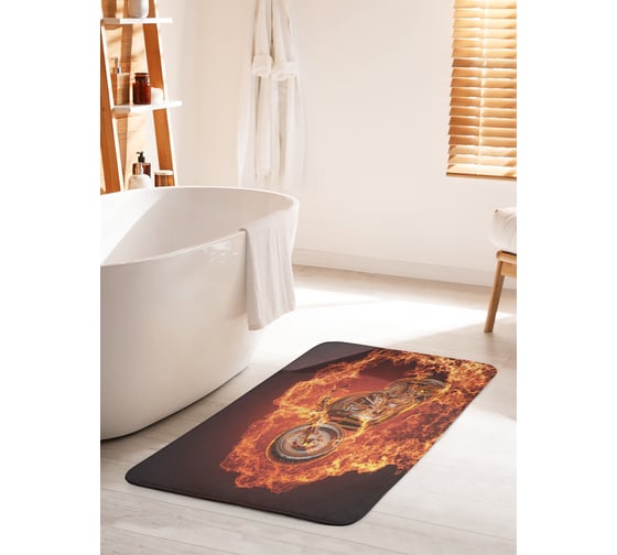 Коврик для ванной комнаты и туалета противоскользящий JOYARTY "Огненный мотоцикл" 60х100 см bath_9926_60x100 1