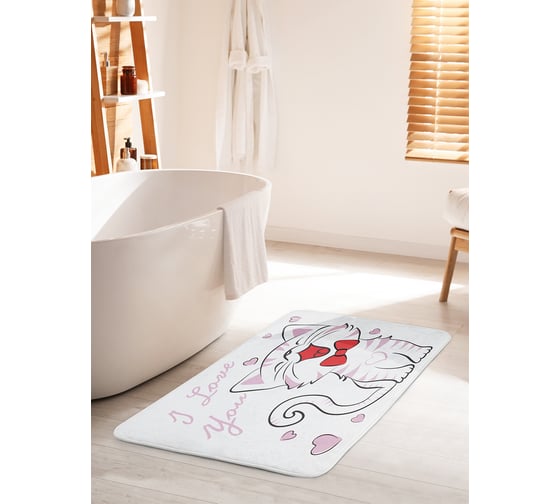 Коврик для ванной комнаты и туалета противоскользящий JOYARTY "Кошачья любовь" 60х100 см bath_9658_60x100 1