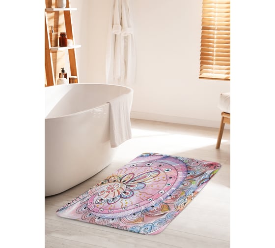 Коврик для ванной комнаты и туалета противоскользящий JOYARTY "Узорная спираль" 60х100 см bath_31588_60x100 1