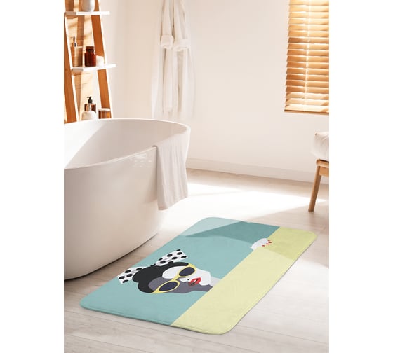 Коврик для ванной комнаты и туалета противоскользящий JOYARTY "Девушка за шторкой" 60х100 см bath_69314_60x100 1