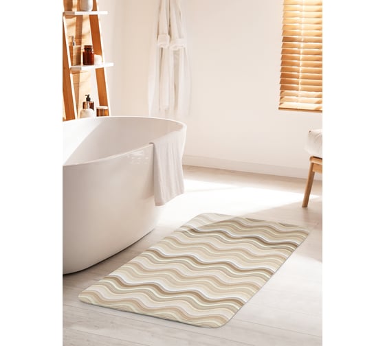 Коврик для ванной комнаты и туалета противоскользящий JOYARTY "Кофейные волны" 60х100 см bath_33523_60x100 1