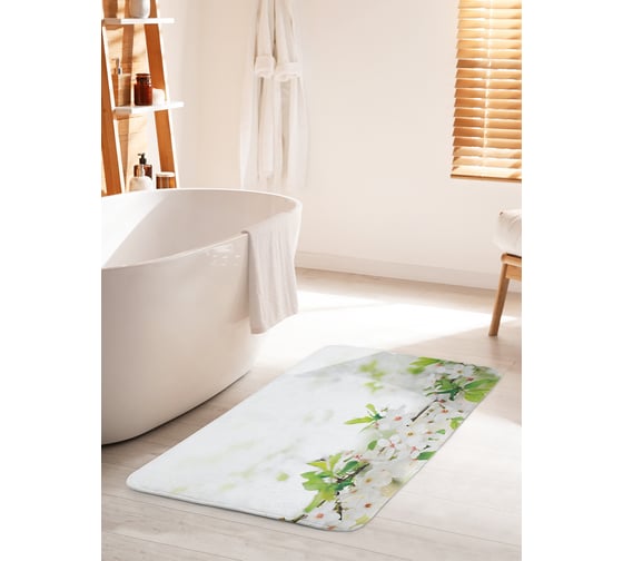 Коврик для ванной комнаты и туалета противоскользящий JOYARTY "Ветка в цвету" 60х100 см bath_37488_60x100 1