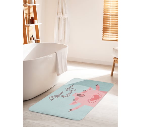 Коврик для ванной комнаты и туалета противоскользящий JOYARTY "Следуй зову сердца" 60х100 см bath_78653_60x100 1