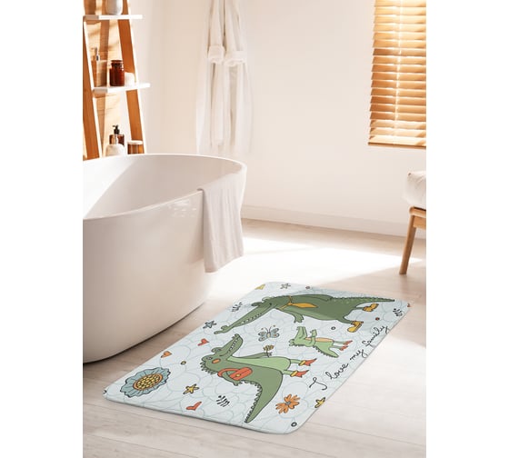 Коврик для ванной комнаты и туалета противоскользящий JOYARTY "Семья крокодилов" 60х100 см bath_34548_60x100 1