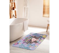 Коврик для ванной комнаты и туалета противоскользящий JOYARTY "Девушка в бабочках и цветах" 60х100 см bath_204231_60x100