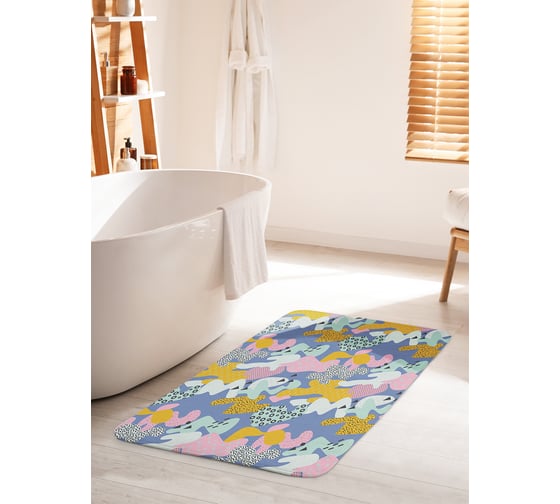 Коврик для ванной комнаты и туалета противоскользящий JOYARTY "Разноцветные зверюшки" 60х100 см bath_207092_60x100 1