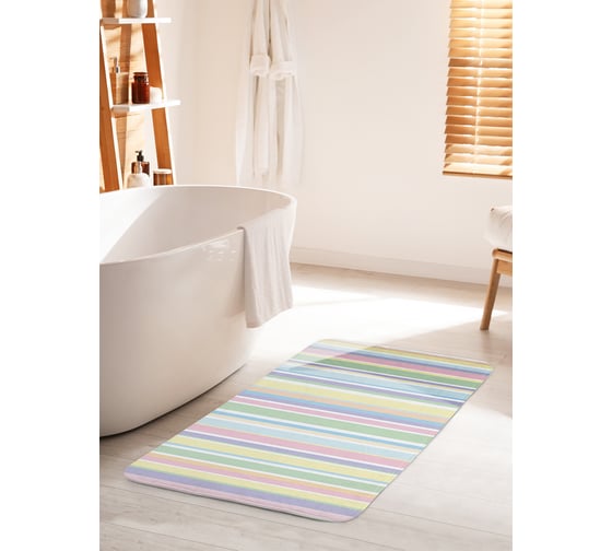 Коврик для ванной комнаты и туалета противоскользящий JOYARTY "Нежные полосы" 60х100 см bath_38094_60x100 1