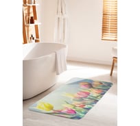 Коврик для ванной комнаты и туалета противоскользящий JOYARTY "Весенние тюльпаны" 60х100 см bath_38072_60x100