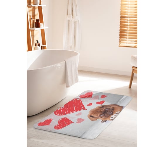 Коврик для ванной комнаты и туалета противоскользящий JOYARTY "Влюбленный Валентин" 60х100 см bath_91957_60x100 1