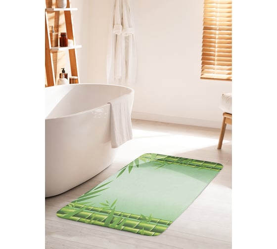 Коврик для ванной комнаты и туалета противоскользящий JOYARTY "Бамбуковые стены" 60х100 см bath_294544_60x100 1
