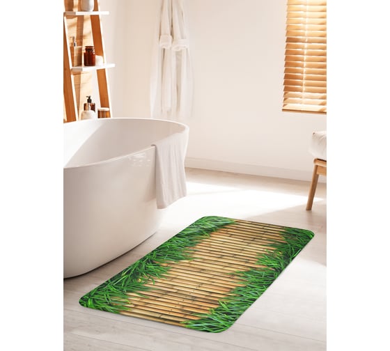 Коврик для ванной комнаты и туалета противоскользящий JOYARTY "Бамбук в траве" 60х100 см bath_52131_60x100 1