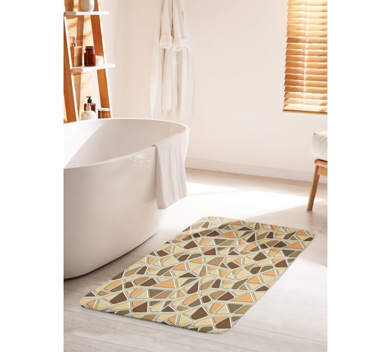 Коврик для ванной комнаты и туалета противоскользящий JOYARTY "Мозаичная река" 60х100 см bath_30982_60x100 1