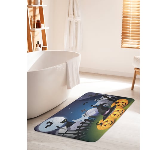 Коврик для ванной комнаты и туалета противоскользящий JOYARTY "Ночь Хэллоуина" 60х100 см bath_36726_60x100 1