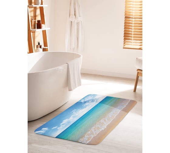 Коврик для ванной комнаты и туалета противоскользящий JOYARTY "Утренний пляжный берег" 60х100 см bath_31260_60x100 1