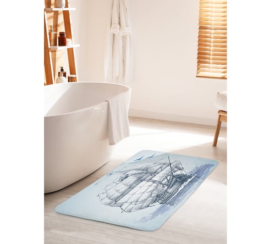 Коврик для ванной комнаты и туалета противоскользящий JOYARTY "Боевой корабль под парусами" 60х100 см bath_63723_60x100 1