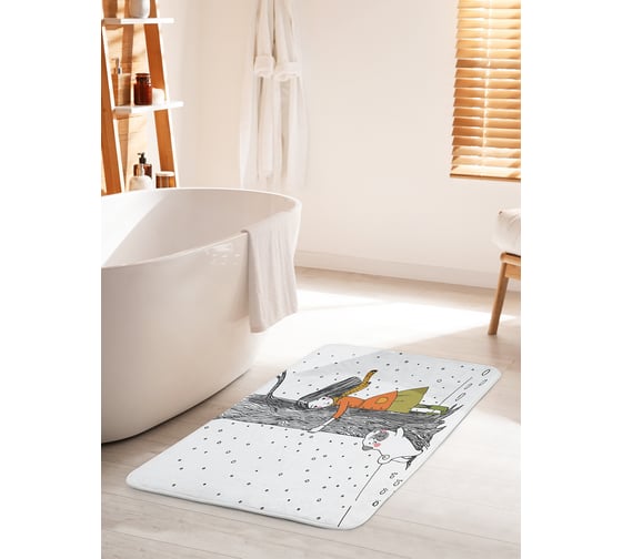 Коврик для ванной комнаты и туалета противоскользящий JOYARTY "Двойные объятия" 60х100 см bath_27970_60x100 1