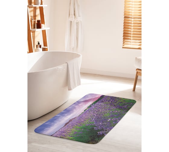 Коврик для ванной комнаты и туалета противоскользящий JOYARTY "Лаванда в цвету" 60х100 см bath_39842_60x100 1