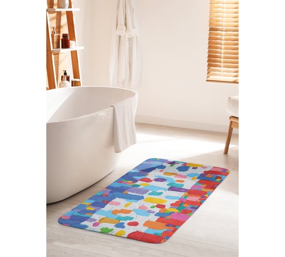 Коврик для ванной комнаты и туалета противоскользящий JOYARTY "Абстрактные мазки" 60х100 см bath_38430_60x100 1
