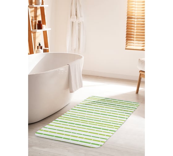 Коврик для ванной комнаты и туалета противоскользящий JOYARTY "Геометрия бамбуковой рощи" 60х100 см bath_67456_60x100 1
