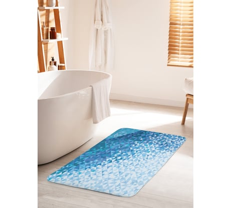 Коврик для ванной комнаты и туалета противоскользящий JOYARTY "Двухцветные треугольники" 60х100 см bath_30827_60x100