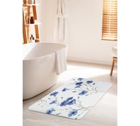 Коврик для ванной комнаты и туалета противоскользящий JOYARTY "Фон с васильками" 60х100 см bath_62523_60x100