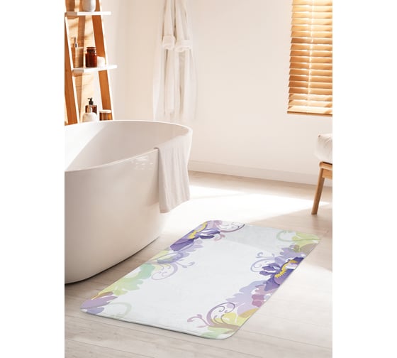 Коврик для ванной комнаты и туалета противоскользящий JOYARTY "Композиция ириса" 60х100 см bath_34045_60x100 1