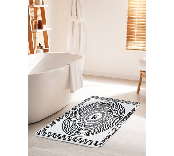 Коврик для ванной комнаты и туалета противоскользящий JOYARTY "Древнегреческий орнамент" 60х100 см bath_53981_60x100 1