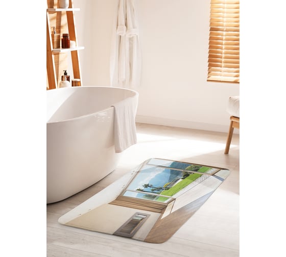 Коврик для ванной комнаты и туалета противоскользящий JOYARTY "Веранда с выходом на газон" 60х100 см bath_34818_60x100 1