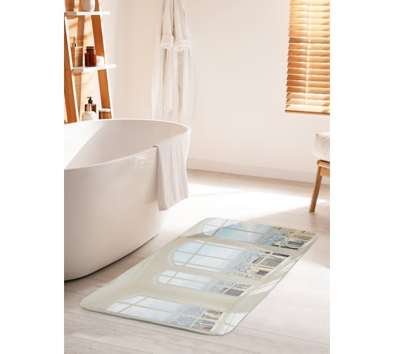 Коврик для ванной комнаты и туалета противоскользящий JOYARTY "Веранда с видом на город" 60х100 см bath_34827_60x100 1