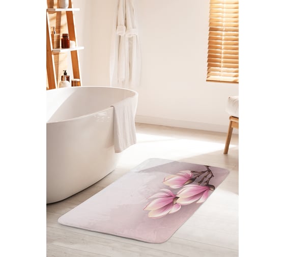 Коврик для ванной комнаты и туалета противоскользящий JOYARTY "Цветущая магнолия" 60х100 см bath_68113_60x100 1