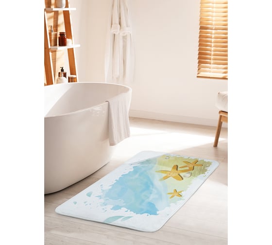 Коврик для ванной комнаты и туалета противоскользящий JOYARTY "Акварельные морские звезды" 60х100 см bath_35889_60x100 1