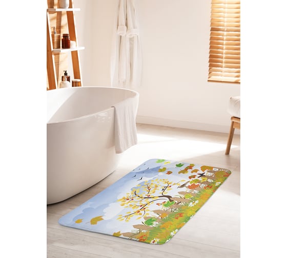 Коврик для ванной комнаты и туалета противоскользящий JOYARTY "Осенний дворик" 60х100 см bath_21638_60x100 1