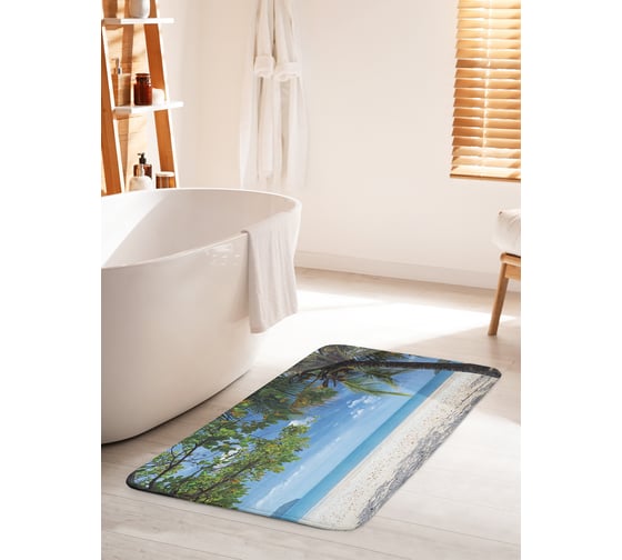 Коврик для ванной комнаты и туалета противоскользящий JOYARTY "Райский остров" 60х100 см bath_31495_60x100 1