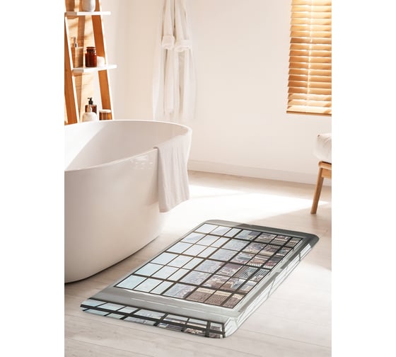 Коврик для ванной комнаты и туалета противоскользящий JOYARTY "Стеклянная стена" 60х100 см bath_34807_60x100 1