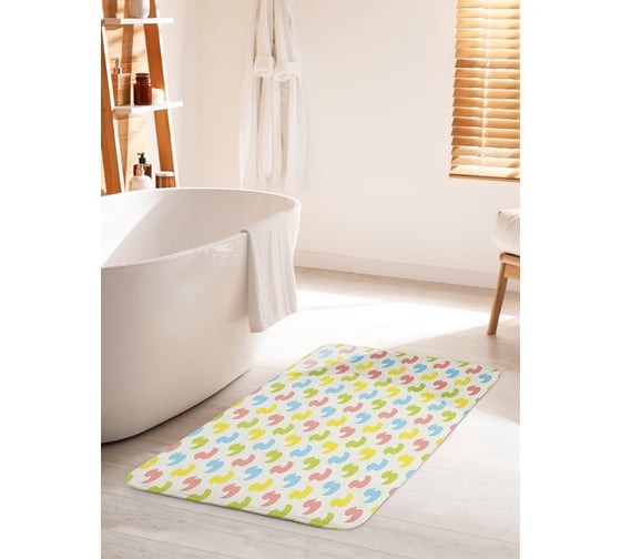 Коврик для ванной комнаты и туалета противоскользящий JOYARTY "Ряды уточек" 60х100 см bath_22350_60x100 1