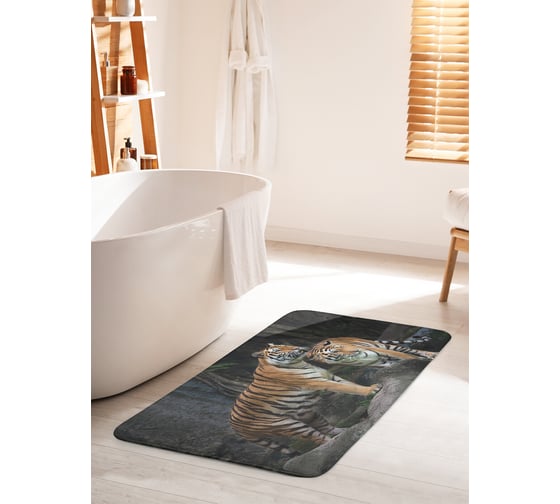 Коврик для ванной комнаты и туалета противоскользящий JOYARTY "Тигриная любовь" 60х100 см bath_26301_60x100 1