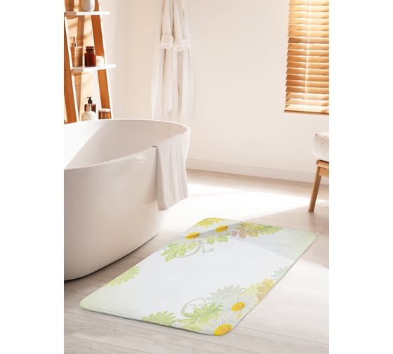 Коврик для ванной комнаты и туалета противоскользящий JOYARTY "Ромашки" 60х100 см bath_26489_60x100 1